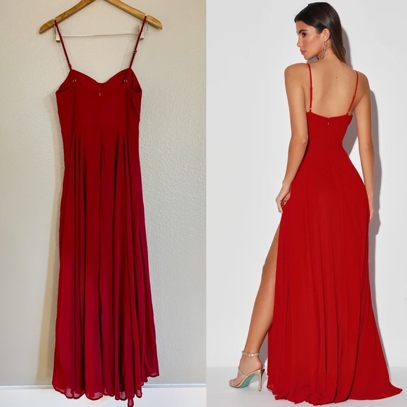Cause for Commotion Red Pleated Bustier Maxi Dress - Picture 5 of 9